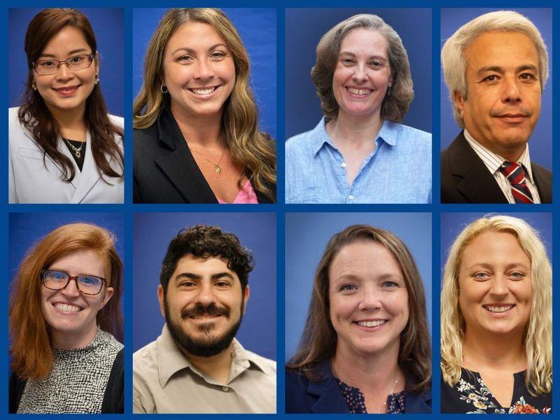 eight headshots arranged in a collage of the newly hired employees