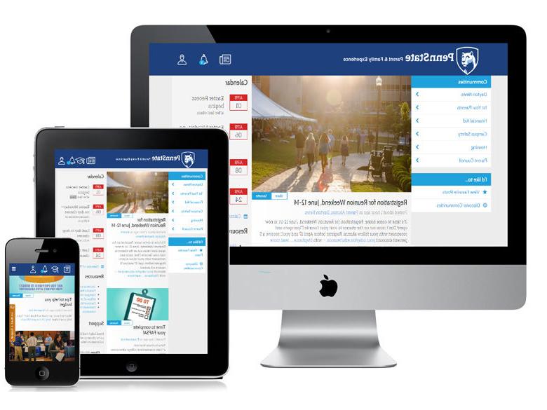 Computer, tablet and mobile phone all display the parent portal website